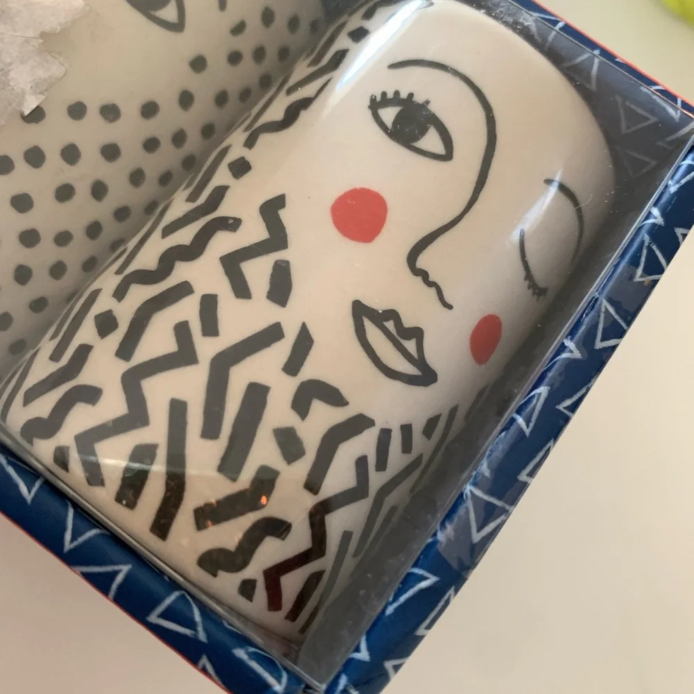 Artistic Face Design Ceramic Egg Cups His snd Hers